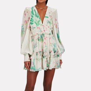HEMANT & NANDITA Zaina Botanical Chiffon Mini Dress